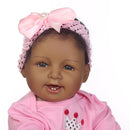 Real Touch Silicone 22inch Reborn African American Baby Doll Fake Toddler Newborn Doll Â– Kids Child Bath Toy Appease Toy Xmas Gift