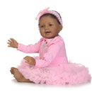 Real Touch Silicone 22inch Reborn African American Baby Doll Fake Toddler Newborn Doll Â– Kids Child Bath Toy Appease Toy Xmas Gift