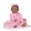 Real Touch Silicone 22inch Reborn African American Baby Doll Fake Toddler Newborn Doll Â– Kids Child Bath Toy Appease Toy Xmas Gift