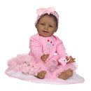 Real Touch Silicone 22inch Reborn African American Baby Doll Fake Toddler Newborn Doll Â– Kids Child Bath Toy Appease Toy Xmas Gift