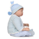 55cm Simulation Silicone Newborn Baby Boy Doll in Blue Clothes Kid Sleeping Playmate