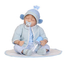 55cm Simulation Silicone Newborn Baby Boy Doll in Blue Clothes Kid Sleeping Playmate