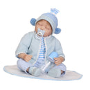 55cm Simulation Silicone Newborn Baby Boy Doll in Blue Clothes Kid Sleeping Playmate