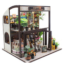DIY Dollhouse Wooden Time Travel Coffee Shop House with Furniture Kits for Christmas, Birthday Best Gift