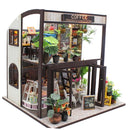 DIY Dollhouse Wooden Time Travel Coffee Shop House with Furniture Kits for Christmas, Birthday Best Gift