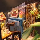 DIY Dollhouse Wooden Time Travel Coffee Shop House with Furniture Kits for Christmas, Birthday Best Gift