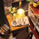 DIY Dollhouse Wooden Time Travel Coffee Shop House with Furniture Kits for Christmas, Birthday Best Gift