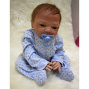 Real Life 18inch Reborn Doll Kits Vinyl Newborn Baby Doll with Rooting Hair, Clothes, Magnetic Pacifier, Nursing Bottle