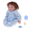 Real Life 18inch Reborn Doll Kits Vinyl Newborn Baby Doll with Rooting Hair, Clothes, Magnetic Pacifier, Nursing Bottle