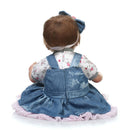 17inch Lifelike Newborn Baby Doll Soft Simulation Silicone Vinyl Reborn Girl Infant With Magnet Pacifier Feeding Bottle