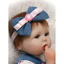 17inch Lifelike Newborn Baby Doll Soft Simulation Silicone Vinyl Reborn Girl Infant With Magnet Pacifier Feeding Bottle