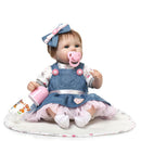 17inch Lifelike Newborn Baby Doll Soft Simulation Silicone Vinyl Reborn Girl Infant With Magnet Pacifier Feeding Bottle