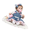 17inch Lifelike Newborn Baby Doll Soft Simulation Silicone Vinyl Reborn Girl Infant With Magnet Pacifier Feeding Bottle