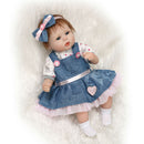 17inch Lifelike Newborn Baby Doll Soft Simulation Silicone Vinyl Reborn Girl Infant With Magnet Pacifier Feeding Bottle