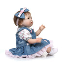17inch Lifelike Newborn Baby Doll Soft Simulation Silicone Vinyl Reborn Girl Infant With Magnet Pacifier Feeding Bottle