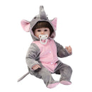 42cm Simulation Silicone Newborn Baby Girl Doll in Gray Jumpsuit Kid Sleeping Playmate