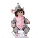 42cm Simulation Silicone Newborn Baby Girl Doll in Gray Jumpsuit Kid Sleeping Playmate