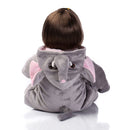 42cm Simulation Silicone Newborn Baby Girl Doll in Gray Jumpsuit Kid Sleeping Playmate