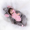 42cm Simulation Silicone Newborn Baby Girl Doll in Gray Jumpsuit Kid Sleeping Playmate