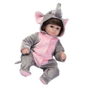 42cm Simulation Silicone Newborn Baby Girl Doll in Gray Jumpsuit Kid Sleeping Playmate