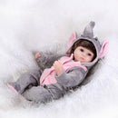 42cm Simulation Silicone Newborn Baby Girl Doll in Gray Jumpsuit Kid Sleeping Playmate