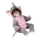 42cm Simulation Silicone Newborn Baby Girl Doll in Gray Jumpsuit Kid Sleeping Playmate