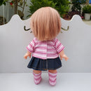Handmade Cute Stripe Top Denim Skirt And Sock Outfit For Mellchan Doll 9-11inch for Reborn Baby Girl Dolls Clothing Accessory