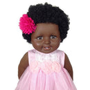 Huggable 20inch African Baby Girl Doll Soft Vinyl Newborn Doll with Overalls Clothes Kids Birthday Gift