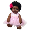 Huggable 20inch African Baby Girl Doll Soft Vinyl Newborn Doll with Overalls Clothes Kids Birthday Gift