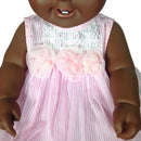 Huggable 20inch African Baby Girl Doll Soft Vinyl Newborn Doll with Overalls Clothes Kids Birthday Gift