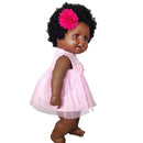 Huggable 20inch African Baby Girl Doll Soft Vinyl Newborn Doll with Overalls Clothes Kids Birthday Gift