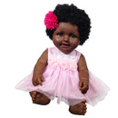Huggable 20inch African Baby Girl Doll Soft Vinyl Newborn Doll with Overalls Clothes Kids Birthday Gift