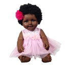 Huggable 20inch African Baby Girl Doll Soft Vinyl Newborn Doll with Overalls Clothes Kids Birthday Gift