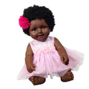 Huggable 20inch African Baby Girl Doll Soft Vinyl Newborn Doll with Overalls Clothes Kids Birthday Gift