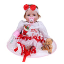 22inch Christmas Costume Reborn Doll Soft Silicone Baby Doll with Clothes, Pacifier, Bottle, Carpet and Mini Bear Toy