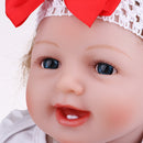 22inch Christmas Costume Reborn Doll Soft Silicone Baby Doll with Clothes, Pacifier, Bottle, Carpet and Mini Bear Toy
