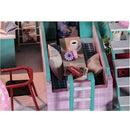DIY Dollhouse Wooden Miniature Furniture Kit Mini House with LED Christmas Gifts for Girls and Boys -Pink Cafe