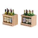 2 Set/ 12 Pieces Miniature Beer Wine Bottles With Magnet Wooden Storage Box 1/12 Dollhouse Kitchen Life Scenes Decoration