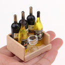 2 Set/ 10 Pieces Miniature Beer Wine Drink Bottles Goblet With Magnet Wooden Storage Box 1/12 Dollhouse Kitchen Life Scenes Decoration