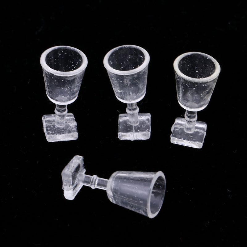 1/12 Dollhouse Miniature Bar Life Scenes Decor - Gold Glass Wine Cup Holder & 4 Pieces Goblet Kits Kids Pretend Play Toy