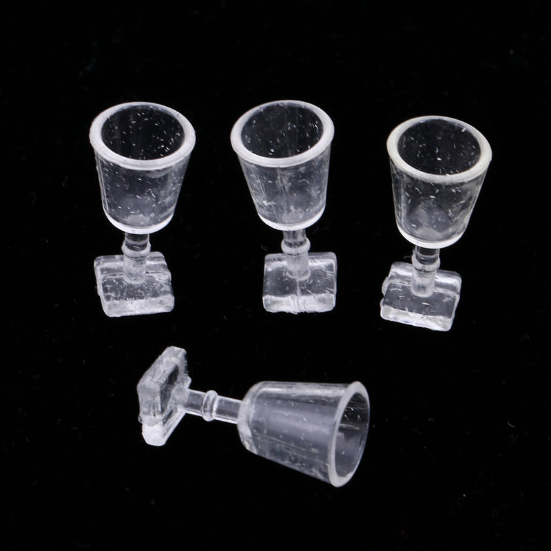 1/12 Dollhouse Miniature Bar Life Scenes Decor - Silver Glass Wine Cup Holder & 4 Pieces Goblet Kits Kids Pretend Play Toy
