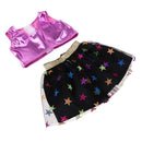 Fashion Girl Dolls Party Outfits - Fluorescent Purple Vest & Lace Miniskirt Dress For 18 inch American Dolls