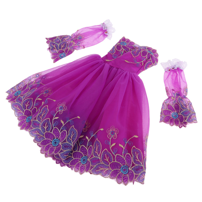 1/3 BJD Smart Dolls Clothes - Embroidery Flowers Dress for Dollfie DOD DZ AS Party Outfit Purple