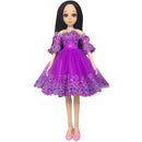 1/3 BJD Smart Dolls Clothes - Embroidery Flowers Dress for Dollfie DOD DZ AS Party Outfit Purple
