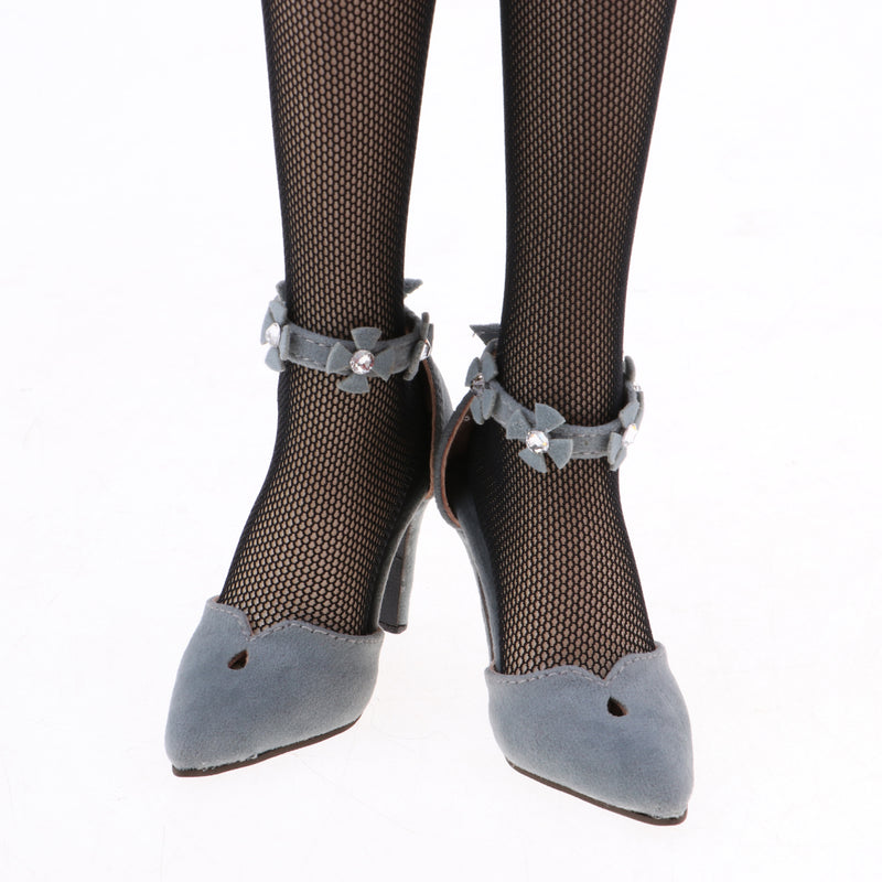 1/3 BJD Smart Doll Suede Shoes for Ball Jointed Doll LUTS Dollfie Lolita Ankle Belt High Heels with Flowers