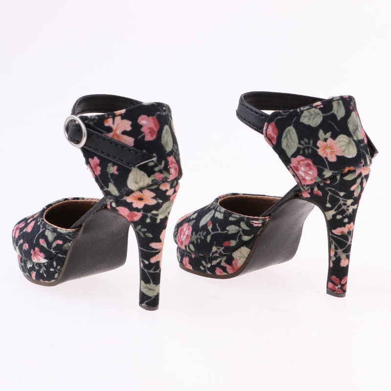 1/3 BJD Girl Dolls Shoes - Artificial Suede Ankle Strap High Heels - for LUTS for DOD for Lolita Dolls Party Outfit Accessory Black Printed