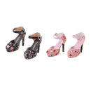 1/3 BJD Girl Dolls Shoes - Artificial Suede Ankle Strap High Heels - for LUTS for DOD for Lolita Dolls Party Outfit Accessory Black Printed