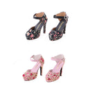 1/3 BJD Girl Dolls Shoes - Artificial Suede Ankle Strap High Heels - for LUTS for DOD for Lolita Dolls Party Outfit Accessory Black Printed