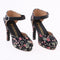 1/3 BJD Girl Dolls Shoes - Artificial Suede Ankle Strap High Heels - for LUTS for DOD for Lolita Dolls Party Outfit Accessory Black Printed