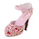1/3 BJD Girl Dolls Shoes - Artificial Suede Ankle Strap High Heels - for LUTS for DOD for Lolita Dolls Party Outfit Accessory Pink Printed